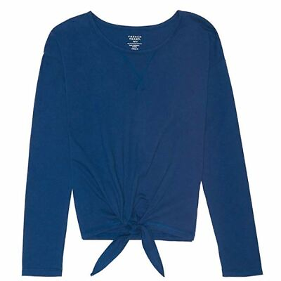 French Toast Girls#x27; Little Long Sleeve Tie Front Top Cloud Burst Blue 4 $17.48