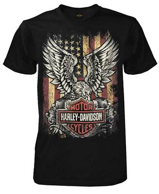 Harley Davidson Men#x27;s Custom Freedom Short Sleeve Crew Neck Tee Black $28.95