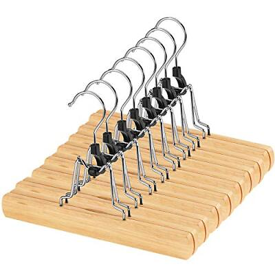 #ad AMKUFO 12 Pack Natural Wooden Pants Hangers with Clips Non Slip Skirt Hangers... $21.73