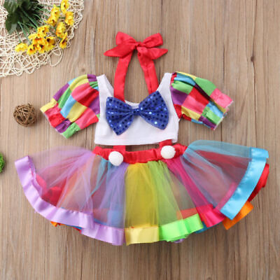 #ad Toddler Kids Baby Girls Party Formal Short Sleeve Crop Tops Mesh Skirt Outfits $18.93