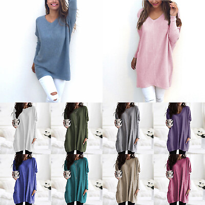 Womens Plus Long Sleeve T Shirt Tunic Pullover Blouse Loose Jumper Tops O V Neck $4.04