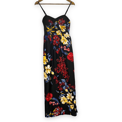 #ad Band Of Gypsies Black Floral Allover Print Lined Sleeveless Maxi Dress Size XS $17.99