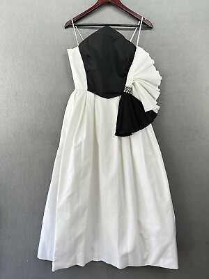 Vintage Dress Womens 6 Harry Action After Five Cocktail Black White 80s $75.00