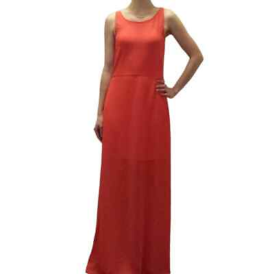 #ad #ad Gianni Bini Women#x27;s XS Red Orange Maxi Dress Sheer Details Side Zip Flowy $22.00