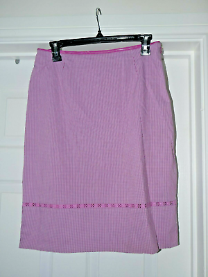#ad Next Skirt Check Pink White Size 12 Cotton Blend Summer Classic A Line Holiday GBP 12.49