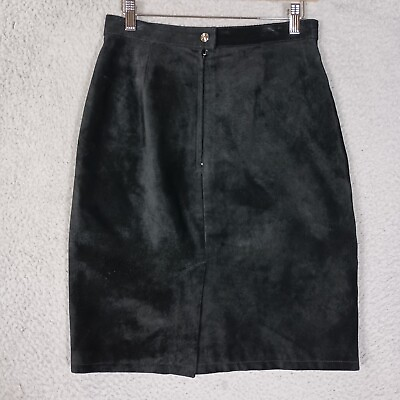 #ad Cayenne Leather Skirt Women#x27;s 8 Black Suede 100% Leather Short Y2k 90#x27;s Vintage $19.99