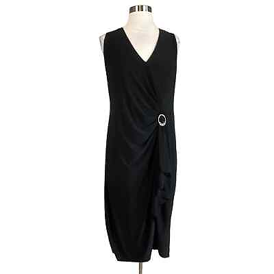 #ad Betsy amp; Adam Women#x27;s Cocktail Dress Size 14W Black Sleeveless Ruffled Sheath $69.99
