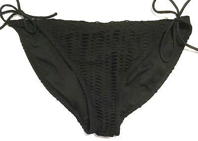 #ad #ad WOMEN#x27;S LARGE BLACK SWIM BOTTOMS Swimsuit Bikini Bottoms w Mesh $34.99