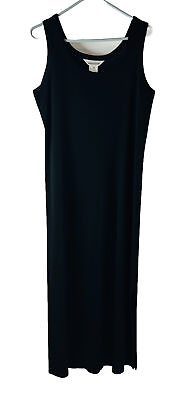 #ad Exclusively Misook Womens Medium Slinky Knit Sleeveless Long Maxi Dress Black $57.19