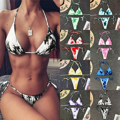#ad Womens Sexy Triangle Push Up Bikini Set Tied Brazilian Bandage Swimwear String $16.99