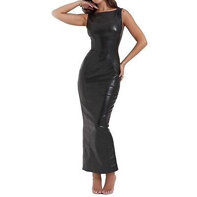 #ad Womens Longdress Black Dresses Shiny Clubwear Bodycon Performance Festival Sexy $7.43