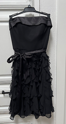 #ad White House Black Market Beautiful Ruffle Black Dresses Size 2 MSRP $178 $58.50