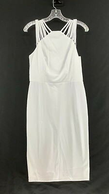 Grace Karin Womens Sleeveless V Neck Cocktail White Midi Bodycon Dress Size M $34.99