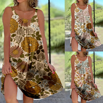 #ad Women#x27;s Sexy Summer Vintage Flower Print Strap Sundresses for Women Casual Beach $24.70