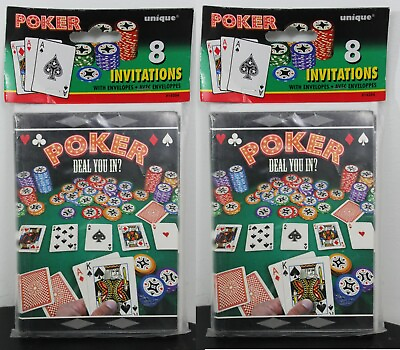 #ad 16 POKER GAME INVITATIONS quot;Deal You In?quot; Adult Party Vegas Cards Gaming Supplies $13.45