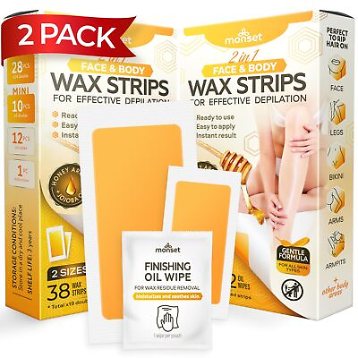#ad Wax Strips 76 Count – 56 Body Wax Strips 20 Face Wax Strips and 24 Finish Wi... $36.77