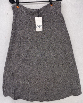 #ad Zara Skirt Womens Size XL Silver Gray Midi High Rise Heathered A LINE $29.99