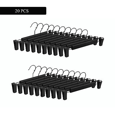 20PCS Skirt Hangers with Clips Metal Pants Hangers For Clothes Trouser Anti Rust $17.90