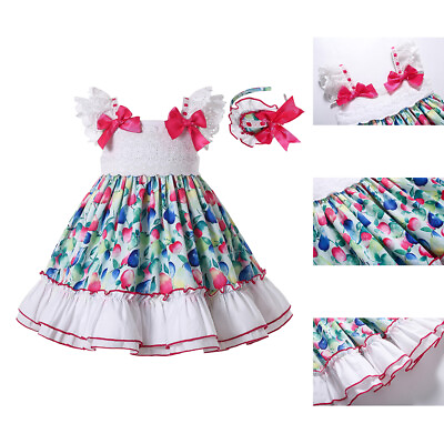 #ad Princess Flower Dress for Girls Layered Summer Dresses with Bows Hairband $42.99