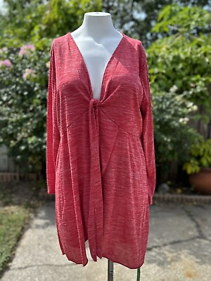 Style Your Curves Dress Rose Gal Sz 20 Red Tie Front Plus Long Sleeve Cover NWT $20.00
