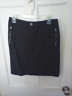 #ad Philippe Adec Women#x27;s Skirt Black Size 6 Zipper Front with Pencil Knee Length $22.99