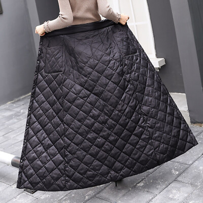 #ad Women Thick Puffer Long Skirt Quilted Padded A Line Outdoor Winter Warmer $44.55