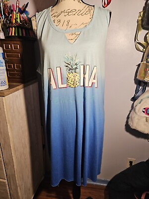 No Boundaries Blue Plus Size 3x Sleeveless Aloha Dress $9.23