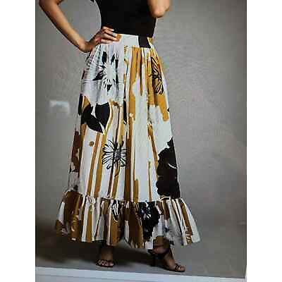 #ad NWTS Anthropologie Forever That Girl Printed Ruffle Hem Maxi Skirt SZ M $148 $55.30