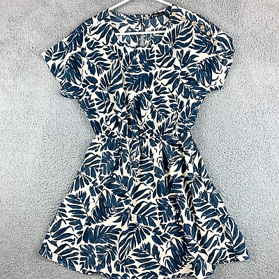 #ad Very J Dress Womens Small White Blue Floral Tropical Lined Flowy Breezy Summer $13.75