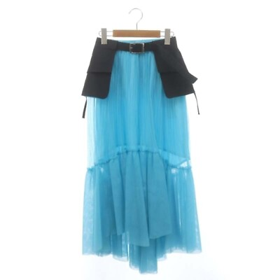 #ad Lily Brown 23SS Belt Set Tulle Skirt Long Length Midi Side Zip 0 S Blue Used $100.10