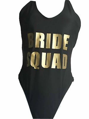 #ad Women#x27;s Bride Squad Black Cross Back Swimsuit Size: M $11.39