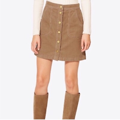#ad Tory Burch Lucitano Corduroy Snap Front Mini Skirt with Pockets in Beachwood $50.00