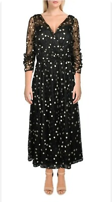 #ad New Womens Carmen Marc Valvo Black Gold Cocktail Dress Size 6 $39.99