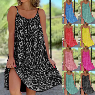 #ad Women Boho Holiday Cami Sundress Dress Summer Beach Swing Mini Dresses Plus Size $16.99