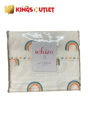 #ad #ad Whim By Martha Stewart 100% Cotton Queen Sheet Set Rainbow $30.49