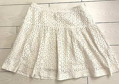 #ad Tory Burch Eyelet white 100% cotton skirt with pockets and side zip. Size 12. $99.00