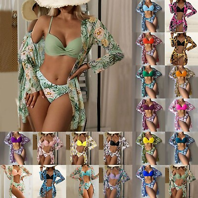 #ad Womens Bathing Suit with Skirt Women High Waist Bikinis 2023 Sexy 3 Piece Bikini $29.25