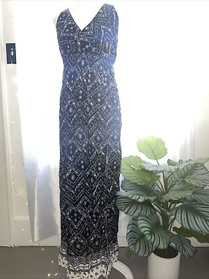 #ad #ad Forever 21 Black Tribal Maxi Dress With Thigh High Slit M $8.49