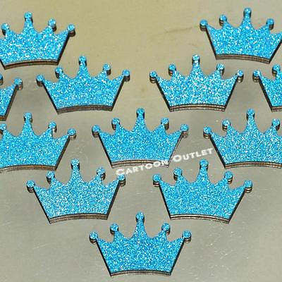 Birthday Party Baby Shower Princess Mini 1quot; crown Blue Glitter Decoration 20 pc $8.99