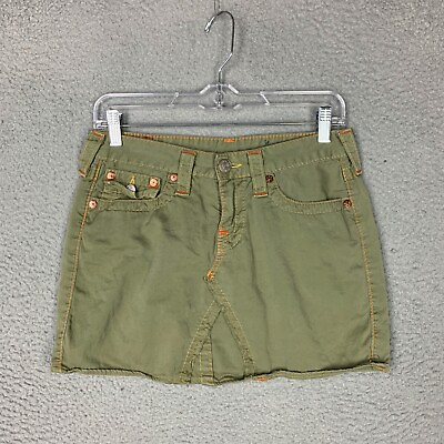 True Religion Skirt Women#x27;s 27 Green Cotton Short Mini Y2K $24.75