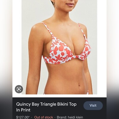 #ad Heidi Klein Quincy Bay Triangle Bikini Push Up Top In Print New With Tag Size S $63.75