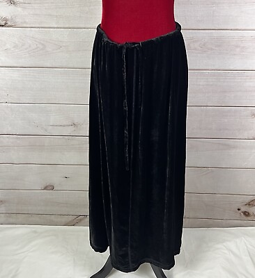 J. JILL Silk Blend Velvet Maxi Skirt Long Black Women’s Sz L Drawstring $25.49
