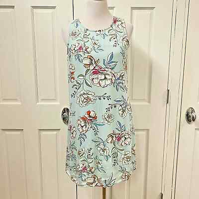 #ad Maurices Blue Floral Shift Sundress Womens Size XS Gauze Look Beach Cover Up $15.00