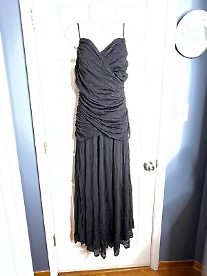 Spiegel Womens Sz 14 Ruched Black Maxi Dress Long Nylon Gown Bodycon L XL $29.99