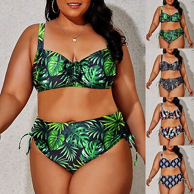 #ad Women Bikini Swimsuit High Waisted Plus Size High Waisted Swimsuit Bathing Suit $16.19