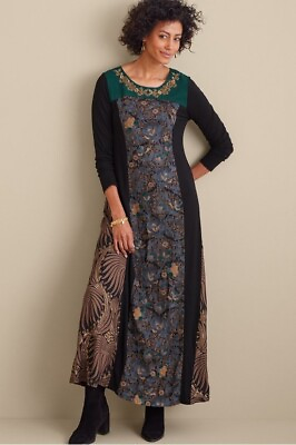 #ad SOFT SURROUNDINGS NWT $200 Icon Sultana Embellished Maxi Dress Size XS $99.99
