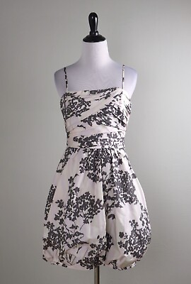 #ad BCBG MAX AZRIA $298 Floral Pleated Lined 100% Silk Bubble Cocktail Dress Size 4 $49.99