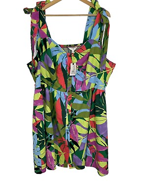 Terra amp; Sky Smocked Sundress Dress Womens Plus Size 3X Hawaiian floral print $20.24
