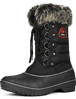 #ad Women Winter Warm Faux Fur Lined Snow Boots Zip Lace Up Waterproof Boots Sz. 12 $24.99