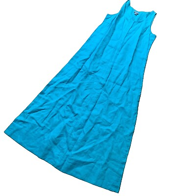 #ad #ad J. JILL Womens Sz Small Blue 100% Linen Maxi Dress Sleeveless $39.99